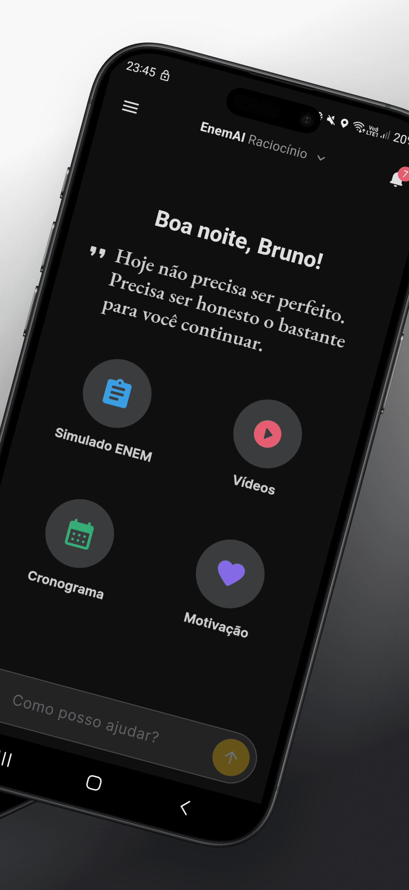 Tela do EnemAI com cronograma de estudos para o ENEM.