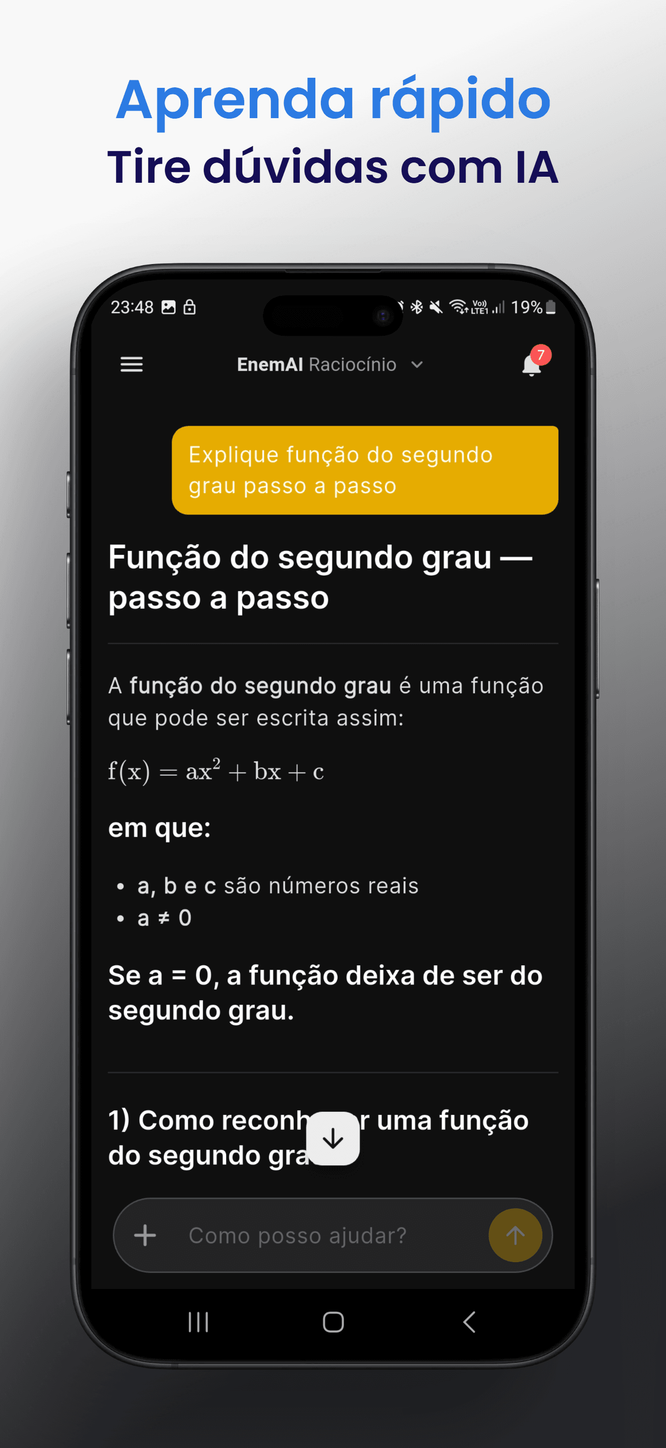 Tela do EnemAI com simulados e questões para praticar.